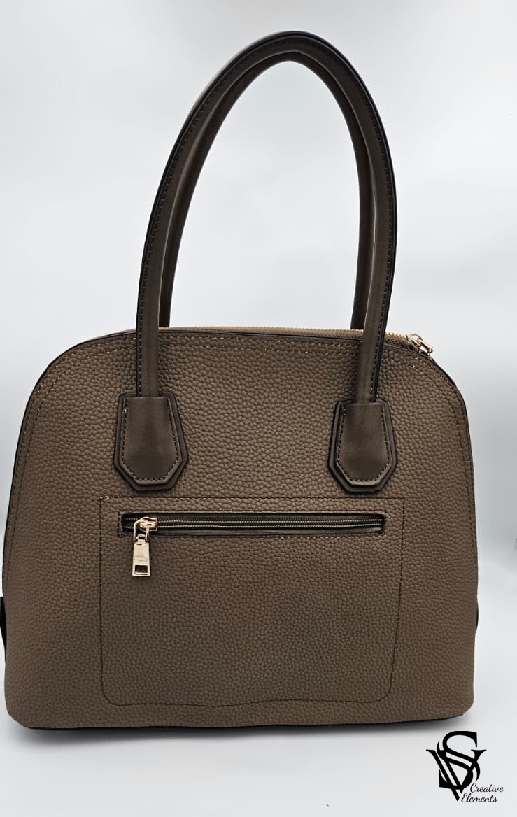 BEAU TOP HANDLE BAG 34 IN COFFEE BROWN SUEDE EMBOSSED LOGO main image 1