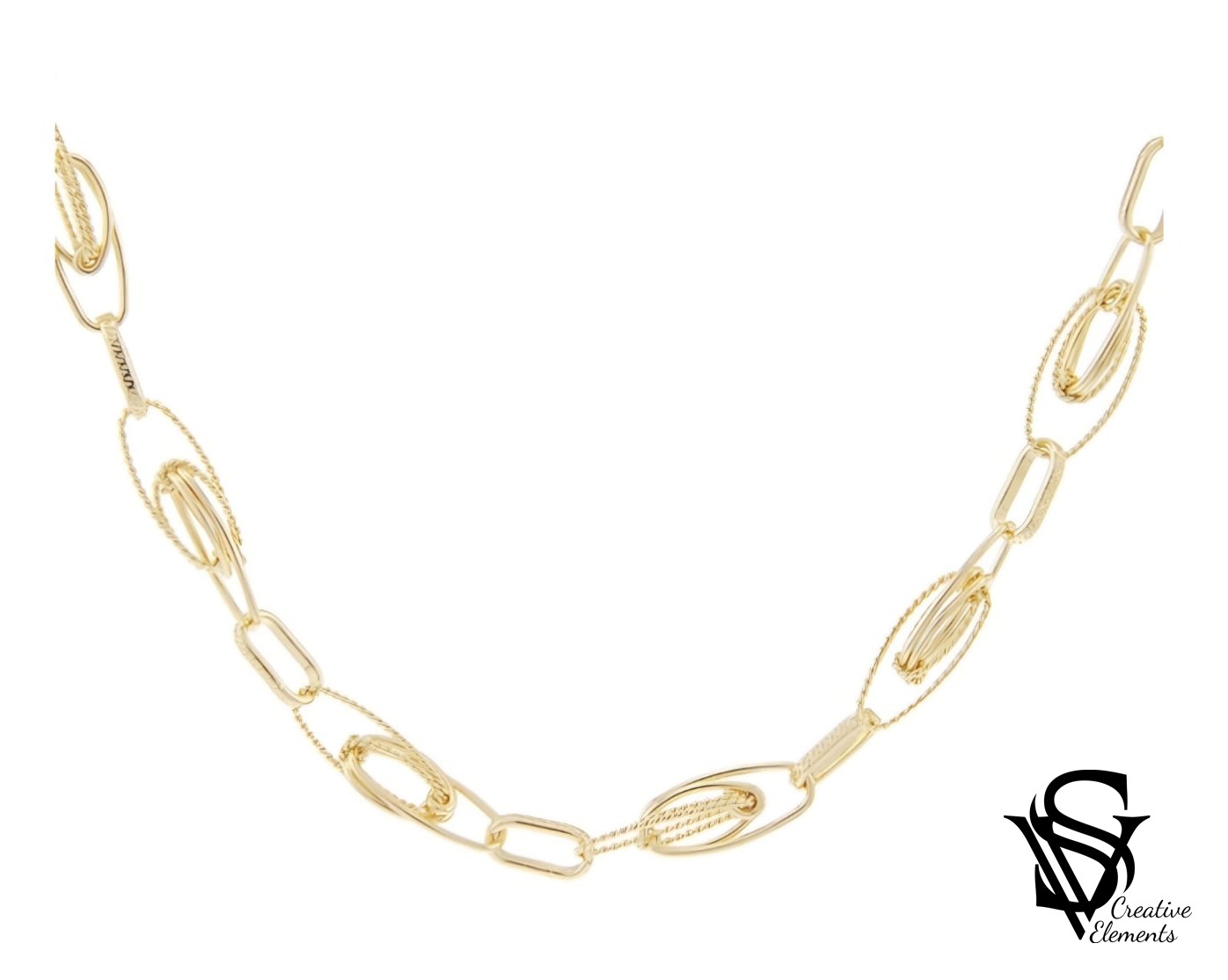 Adorne Oval Links Chain Necklace Gold AND2385