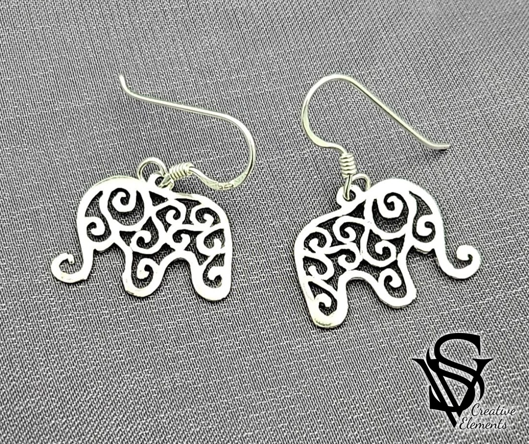 Retro Sterling Silver Silk Earrings For Women Jade Elephant main image 1